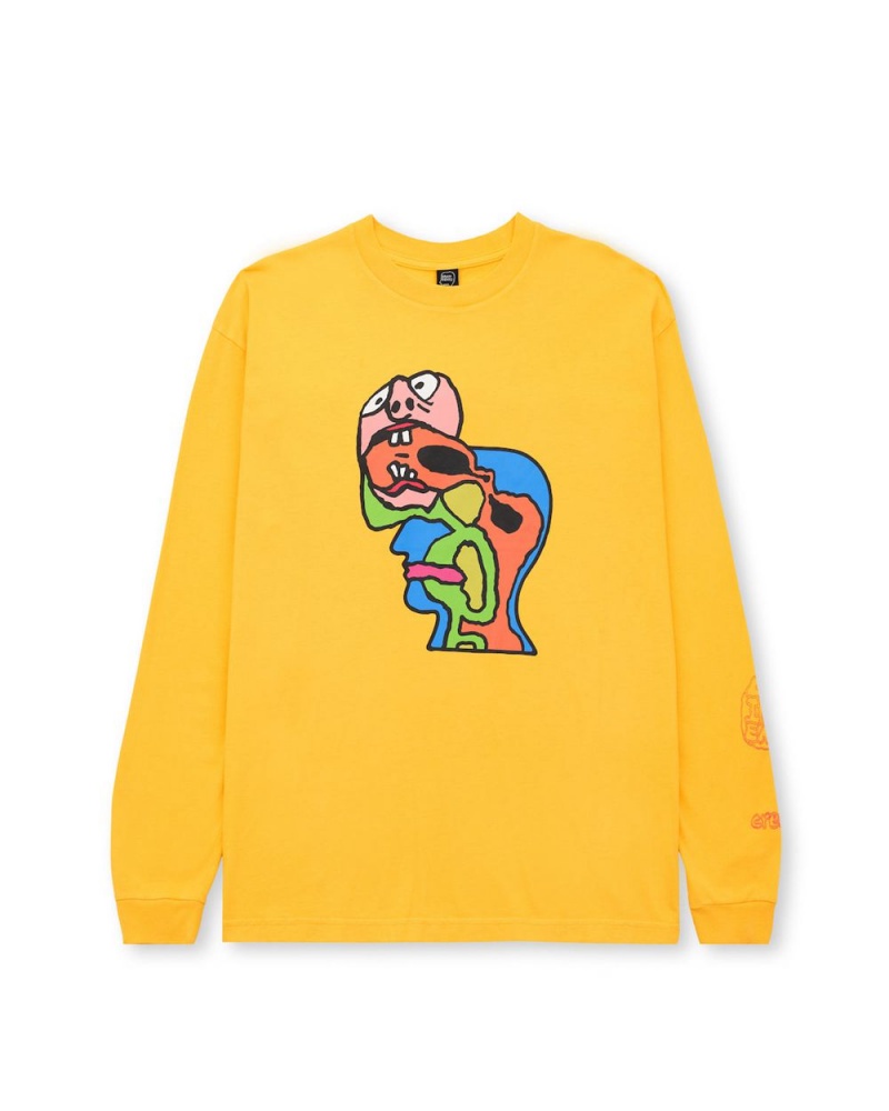 Yellow Brain Dead Brain Eater Long Sleeve T-Shirt | USA ARWF20376