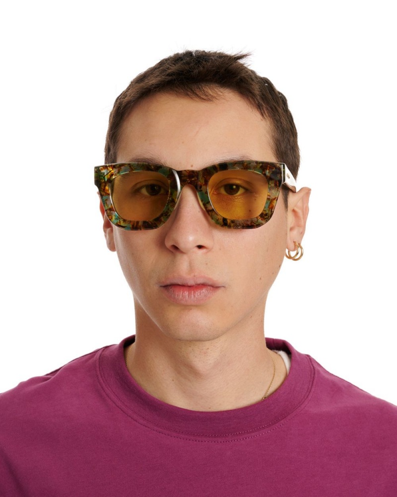 Yellow Brain Dead Elia Post Modern Primitive Eye Protection Sunglasses | USA QCXJ30184