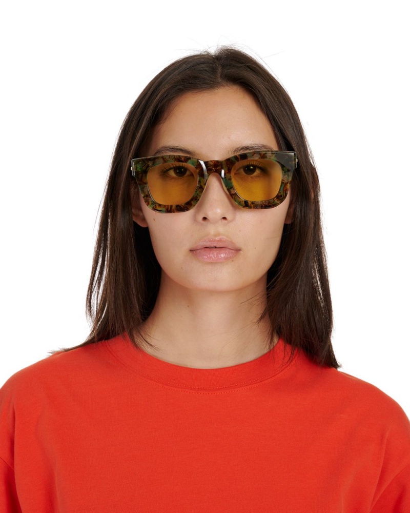 Yellow Brain Dead Elia Post Modern Primitive Eye Protection Sunglasses | USA QCXJ30184