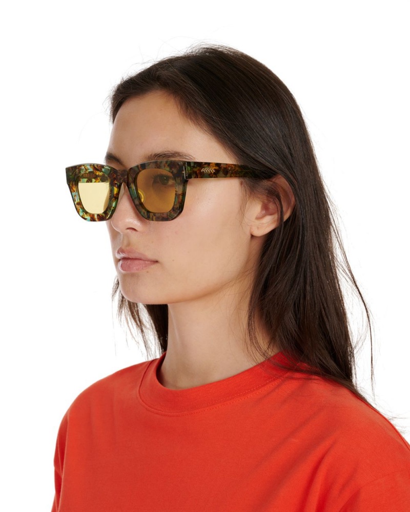 Yellow Brain Dead Elia Post Modern Primitive Eye Protection Sunglasses | USA QCXJ30184