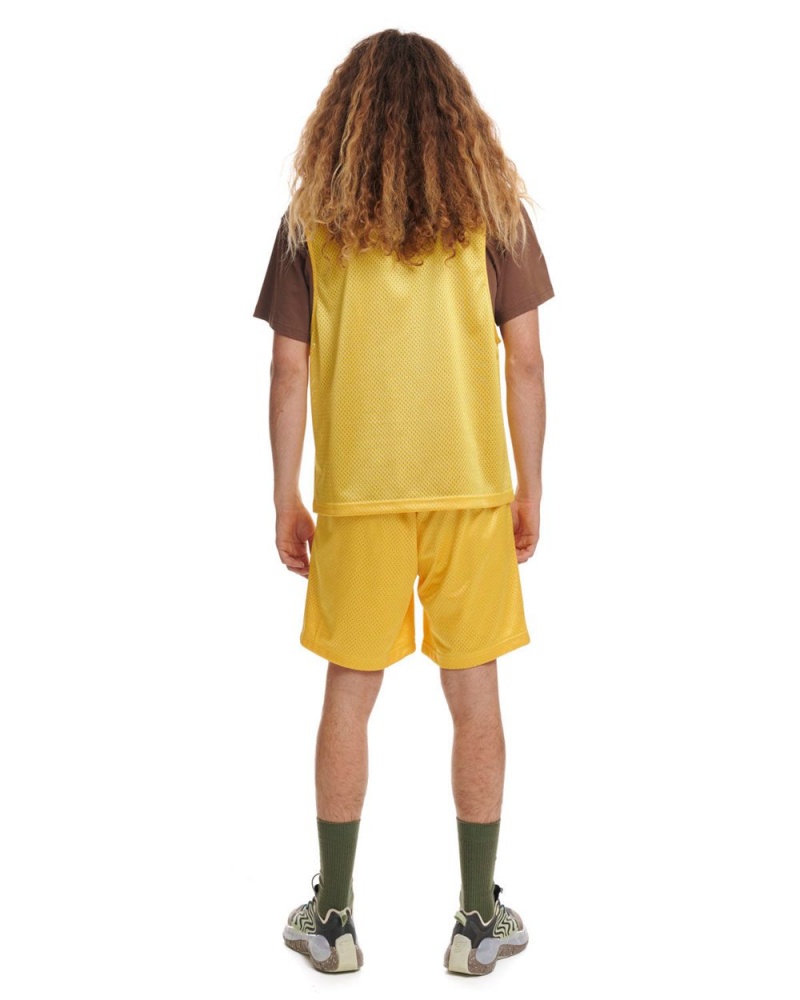 Yellow Brain Dead Grafix Team Shorts | USA IXAY80649