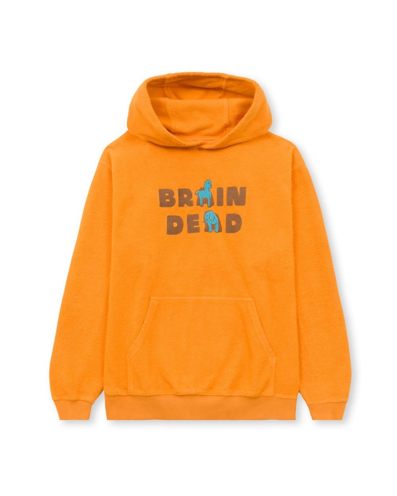 Yellow Brain Dead Odd Friends Reverse Fleece Hoodie | USA KZOF90735