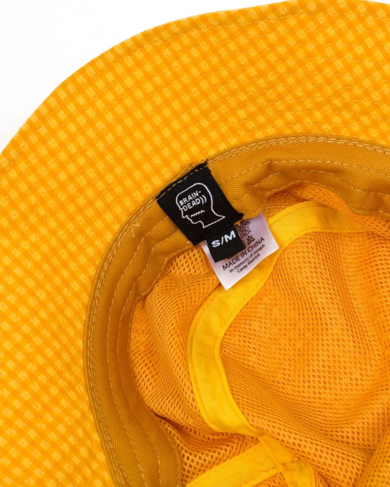 Yellow Brain Dead Seersucker Bucket Hat | USA QIWH63289