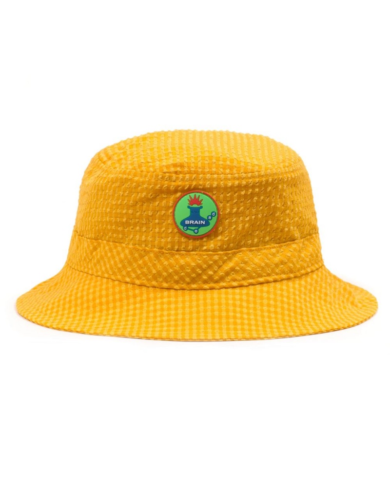 Yellow Brain Dead Seersucker Bucket Hat | USA QIWH63289