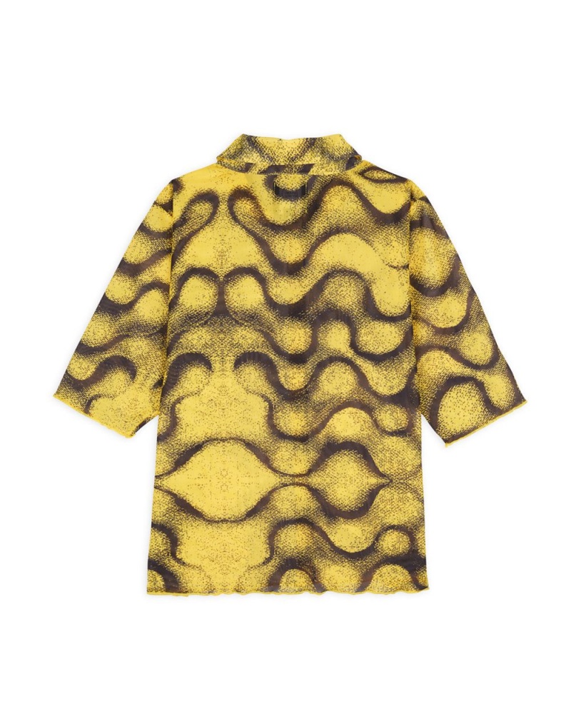 Yellow Brain Dead Squiggle Hyper Mesh Shirt | USA ZPBU60872