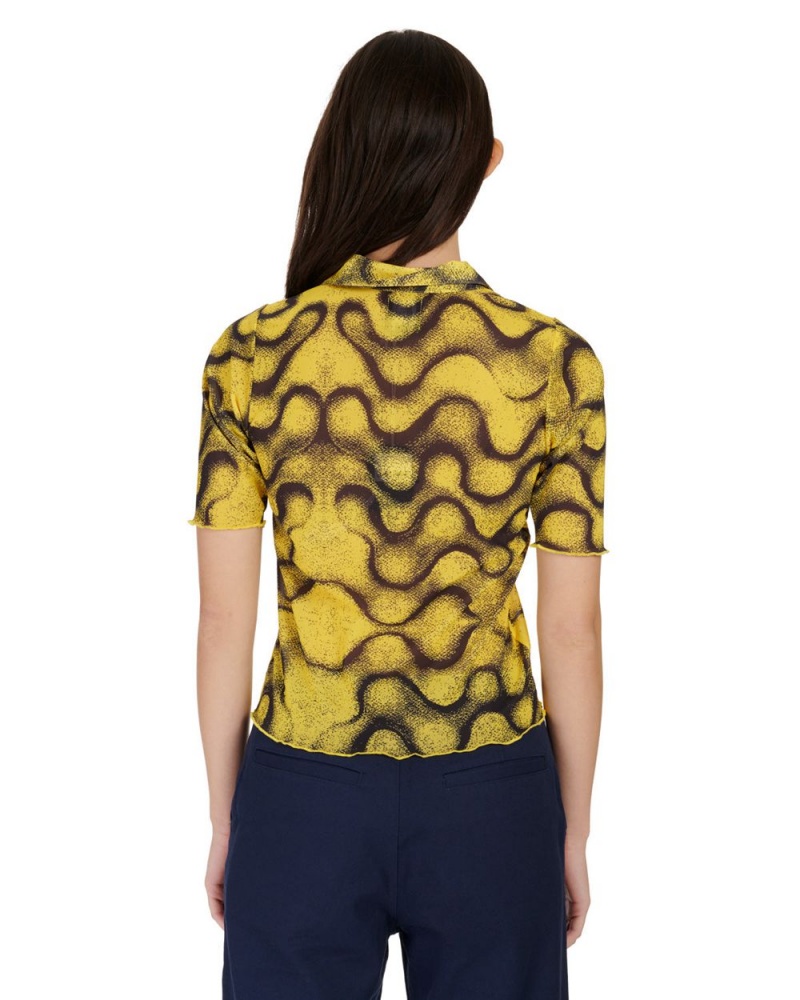 Yellow Brain Dead Squiggle Hyper Mesh Shirt | USA ZPBU60872