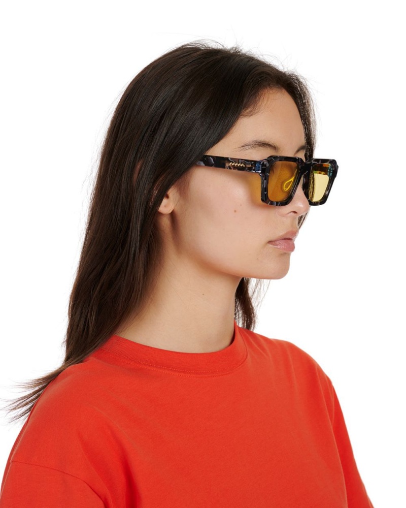 Yellow Brain Dead Staunton Post Modern Primitive Eye Protection Sunglasses | USA MJYE78469