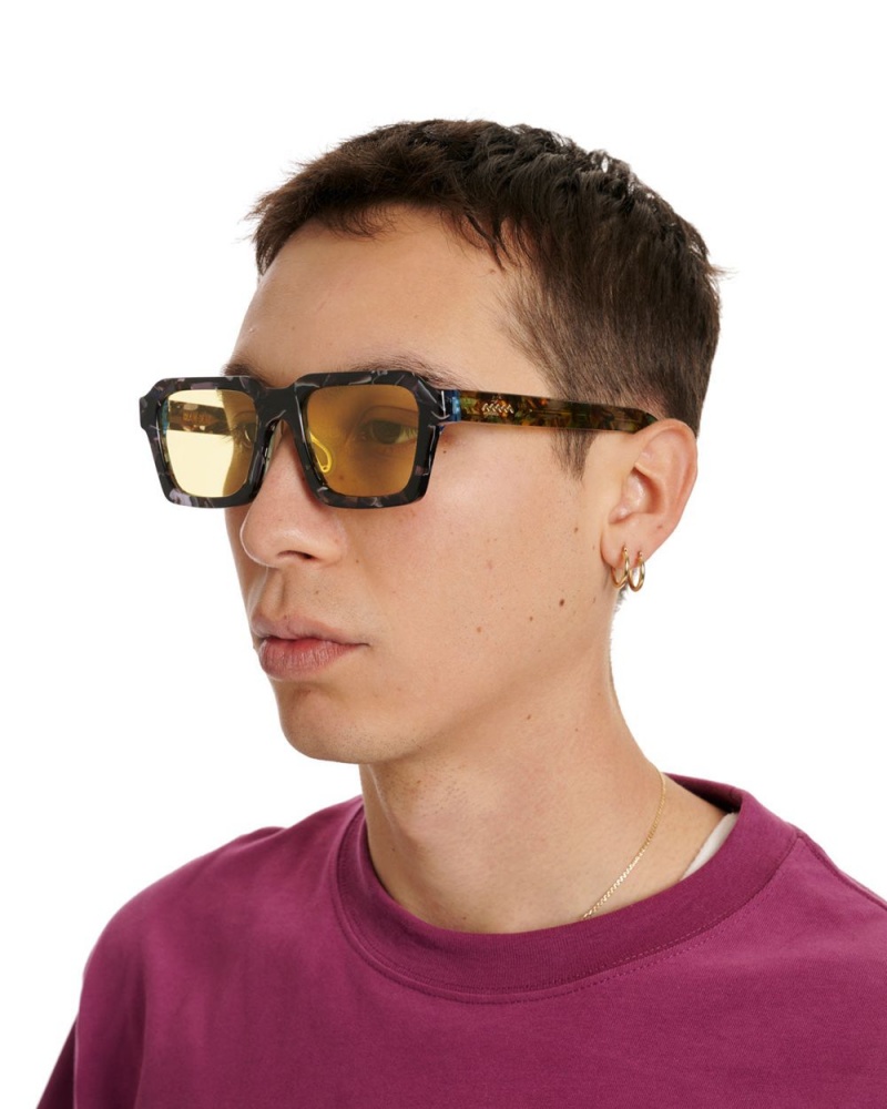 Yellow Brain Dead Staunton Post Modern Primitive Eye Protection Sunglasses | USA MJYE78469