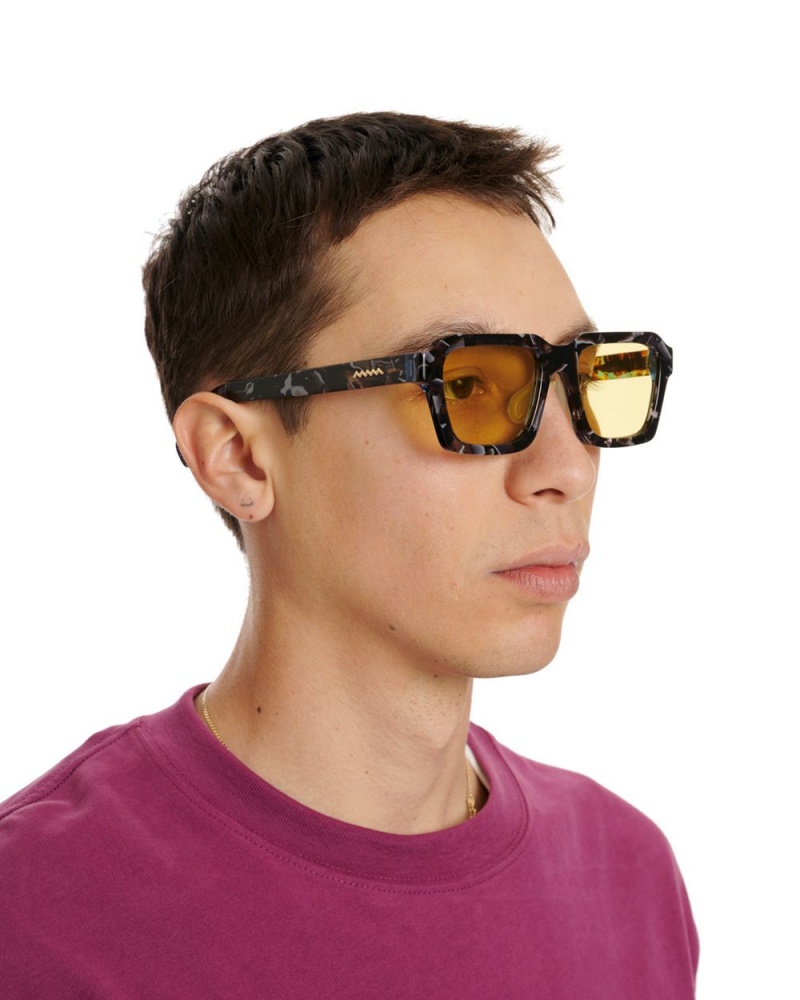 Yellow Brain Dead Staunton Post Modern Primitive Eye Protection Sunglasses | USA MJYE78469