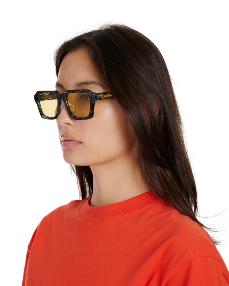 Yellow Brain Dead Staunton Post Modern Primitive Eye Protection Sunglasses | USA MJYE78469