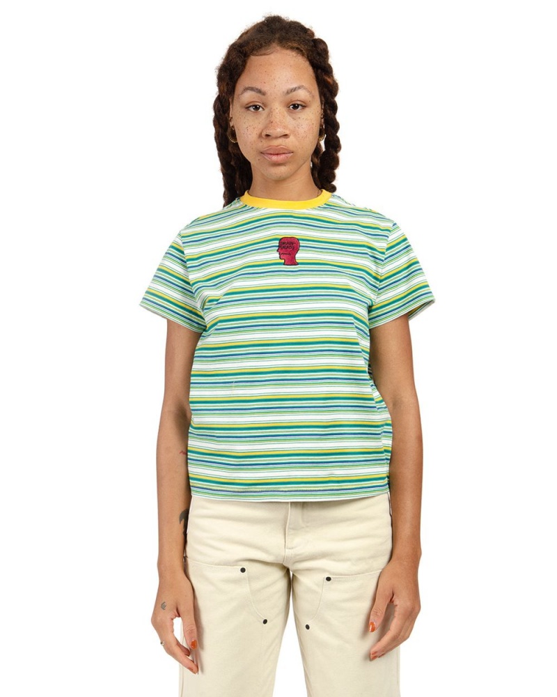 Yellow Brain Dead Striped Baby T-Shirt | USA STJZ38915