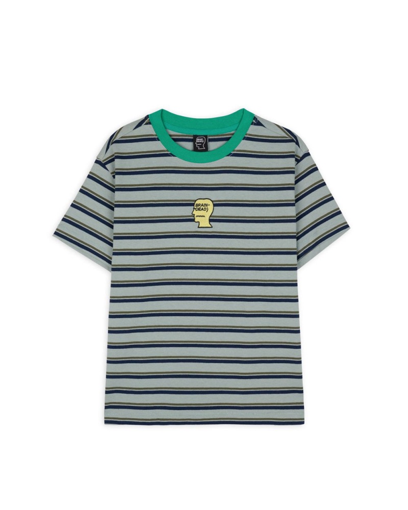 Yellow Brain Dead Striped Baby Tee T-Shirt | USA WUGT04791