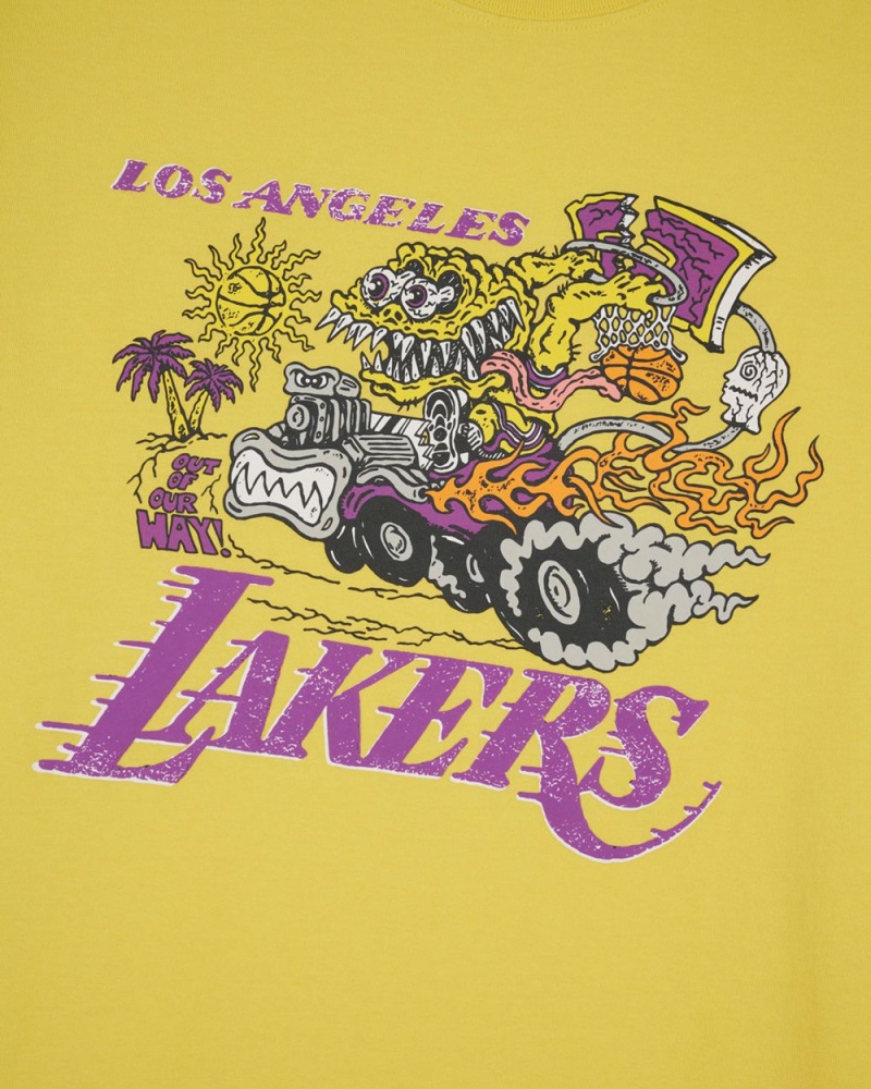 Yellow Brain Dead X NBA Los Angeles Lakers T-Shirt | USA FOTK78294